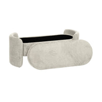 Panca contenitore, fondo letto contemporaneo in tessuto, grigio chiaro