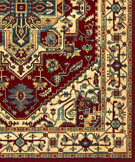 Tappeto KAZAKH 1535 rosso e oro cm.300x400 stile orientale persiano alta qualità con effetto lucente