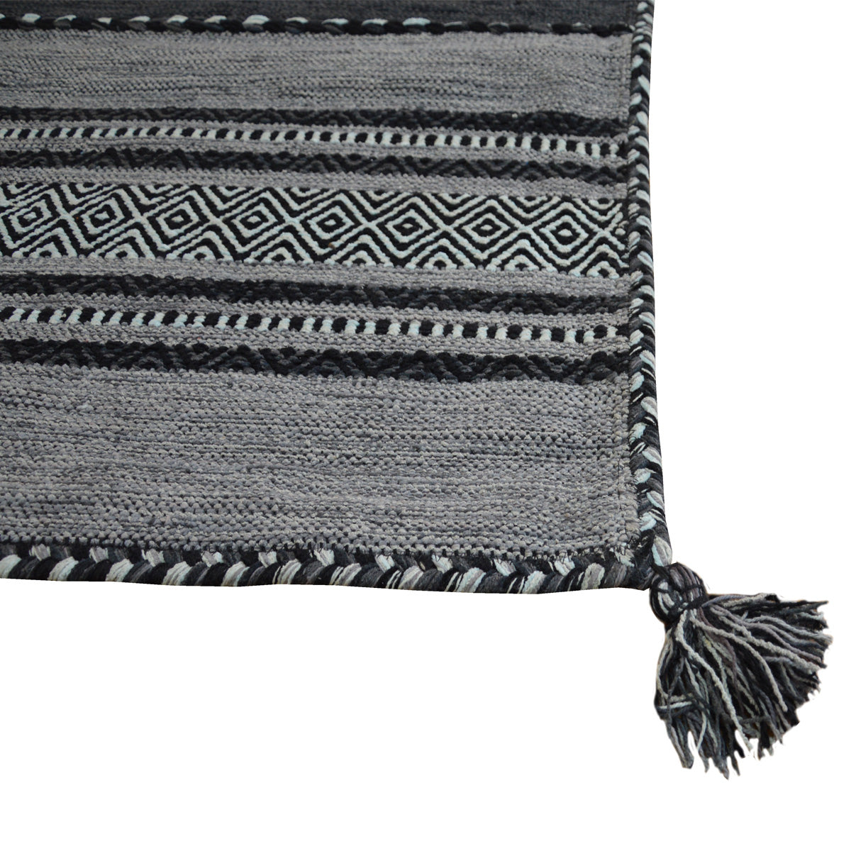 Tappeto ANTIQUE-KILIM grigio tessuto a mano in cotone e ciniglia cm.60x240