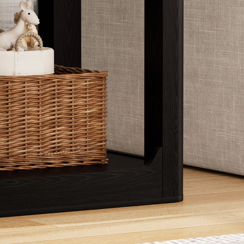 Set 2 tavolini da salotto a 2 ripiani in MDF nero HOMVRA