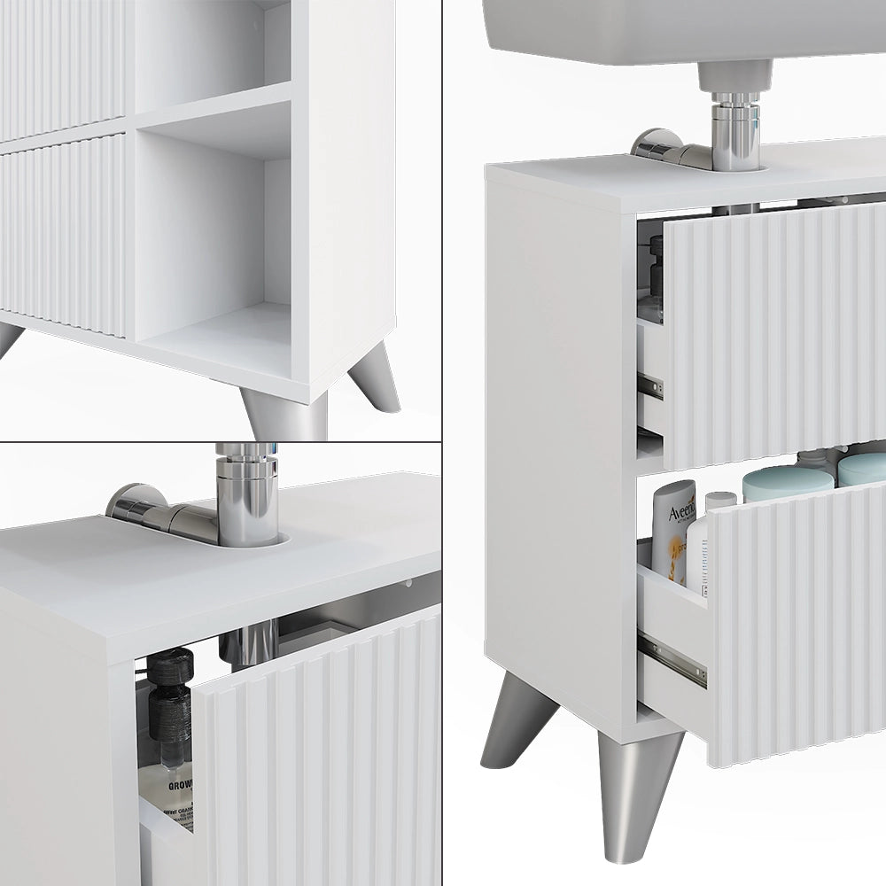 Vicco Mobile sottolavabo per bagno Bianco 60 x 62 cm con 2 cassetti