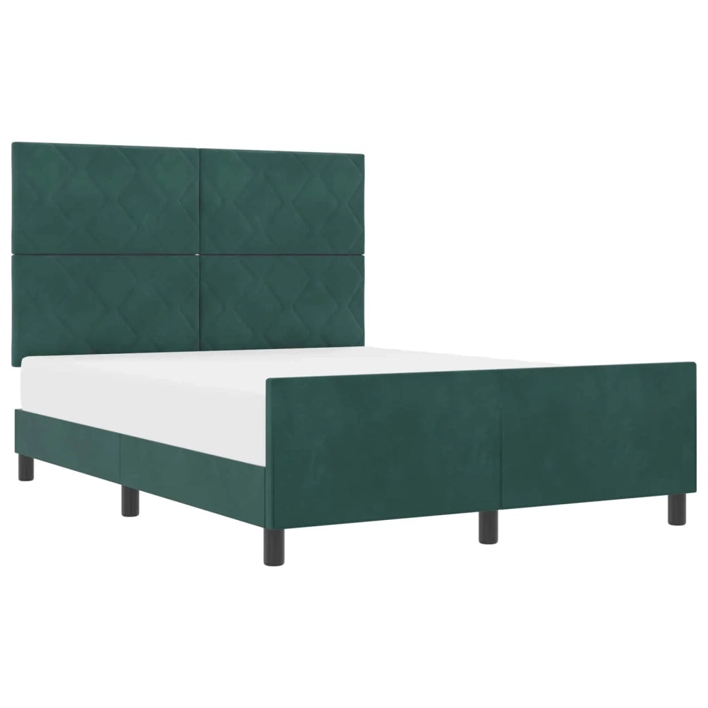 Letto a molle con testiera Verde Scuro 160 x 200 cm Velluto 3345020