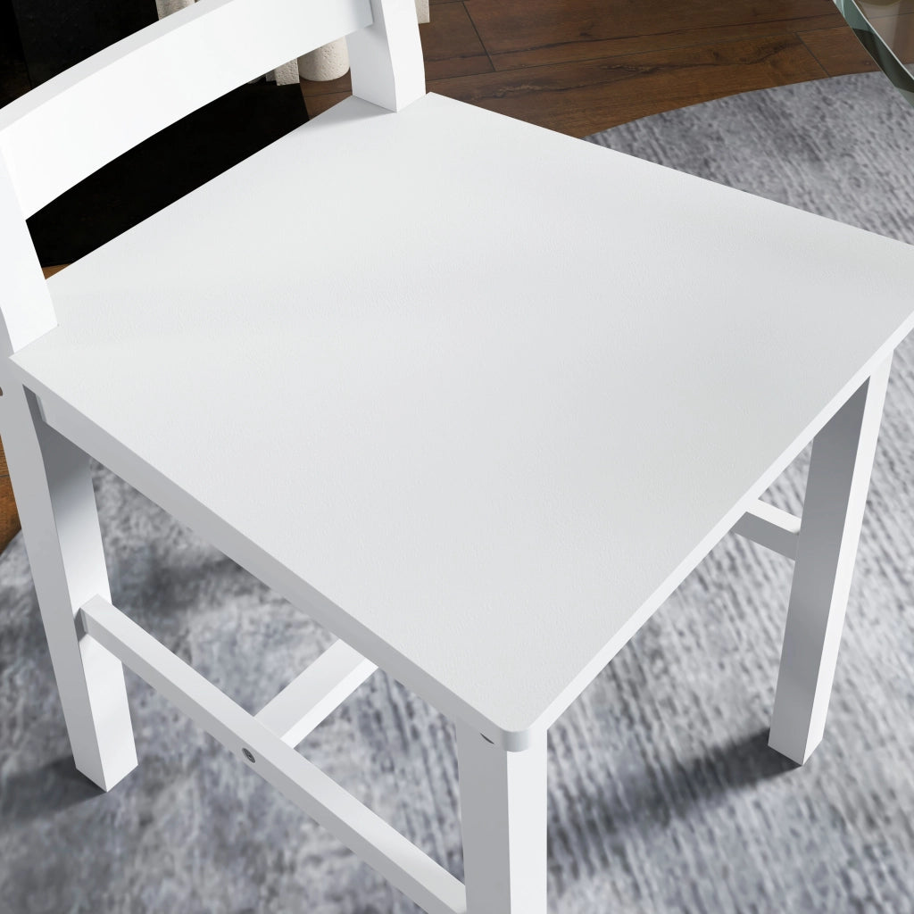 Set 2 Sedie da Pranzo in Legno Massello di Pino ¨C Xylo ¨C Schienale a Doghe Stile Campagna Bianco