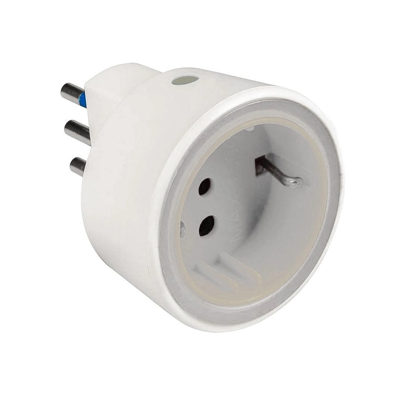 Adattatore Spina Passante Con Luce Notturna e Sensore Crepuscolare Massimo 1500W