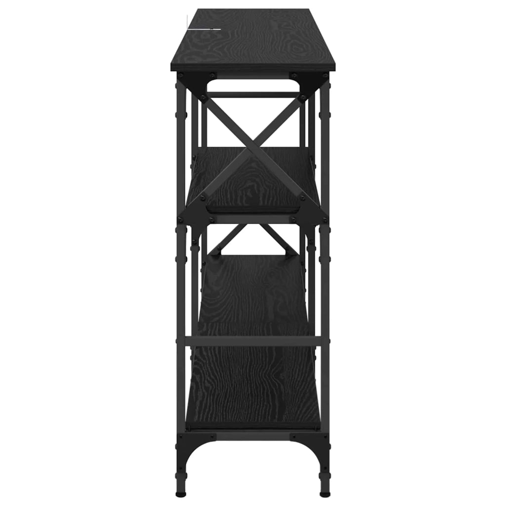 Tavolo consolle con lo scaffale Rovere Nero 150 x 29 x 76,5 cm 882798