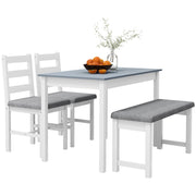 Set tavolo da pranzo con sedie e panchina ¨C Xylo ¨C 4 pezzi grigio e bianco