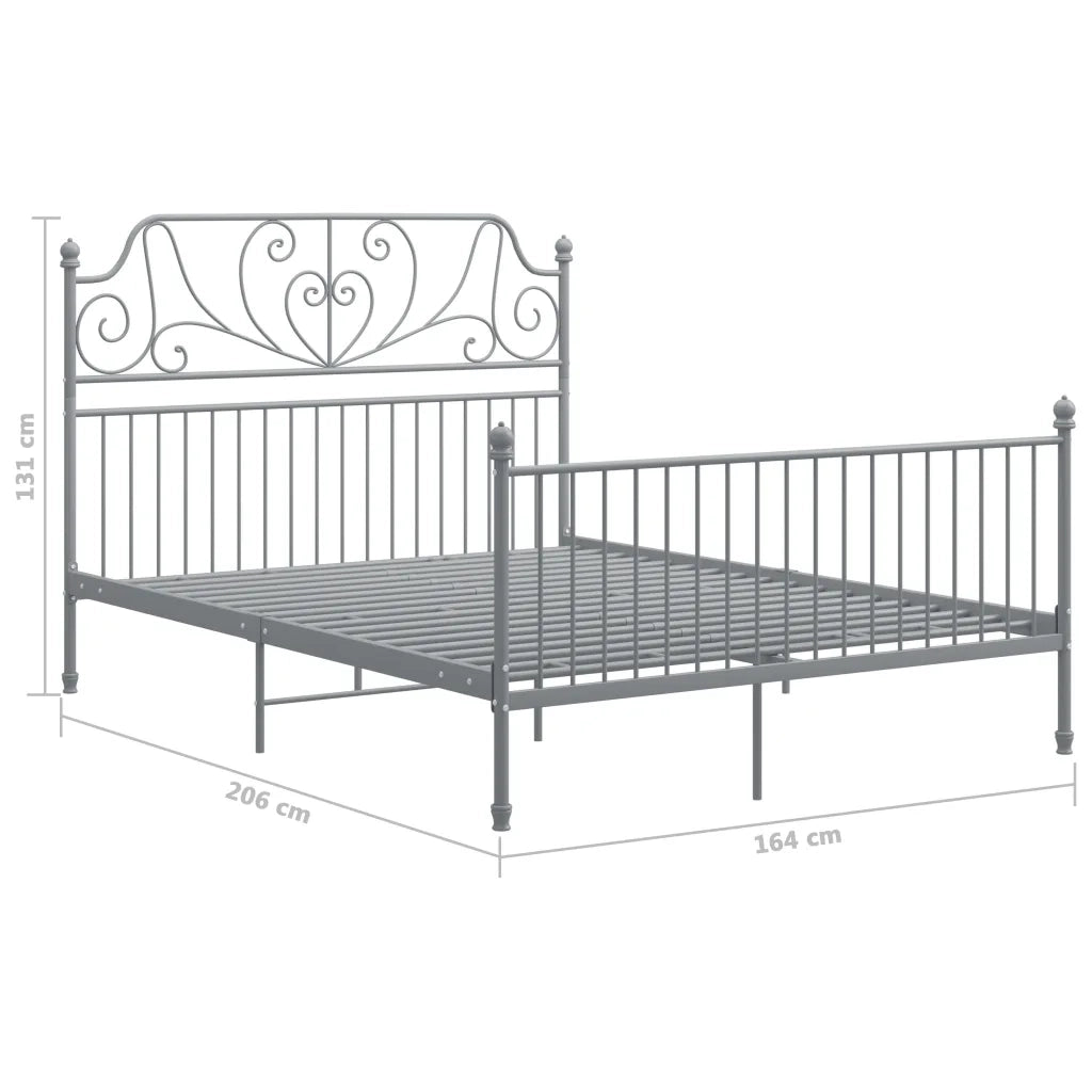 Letto matrimoniale | Letto per adulti | Giroletto Grigio in Metallo 160x200 cm