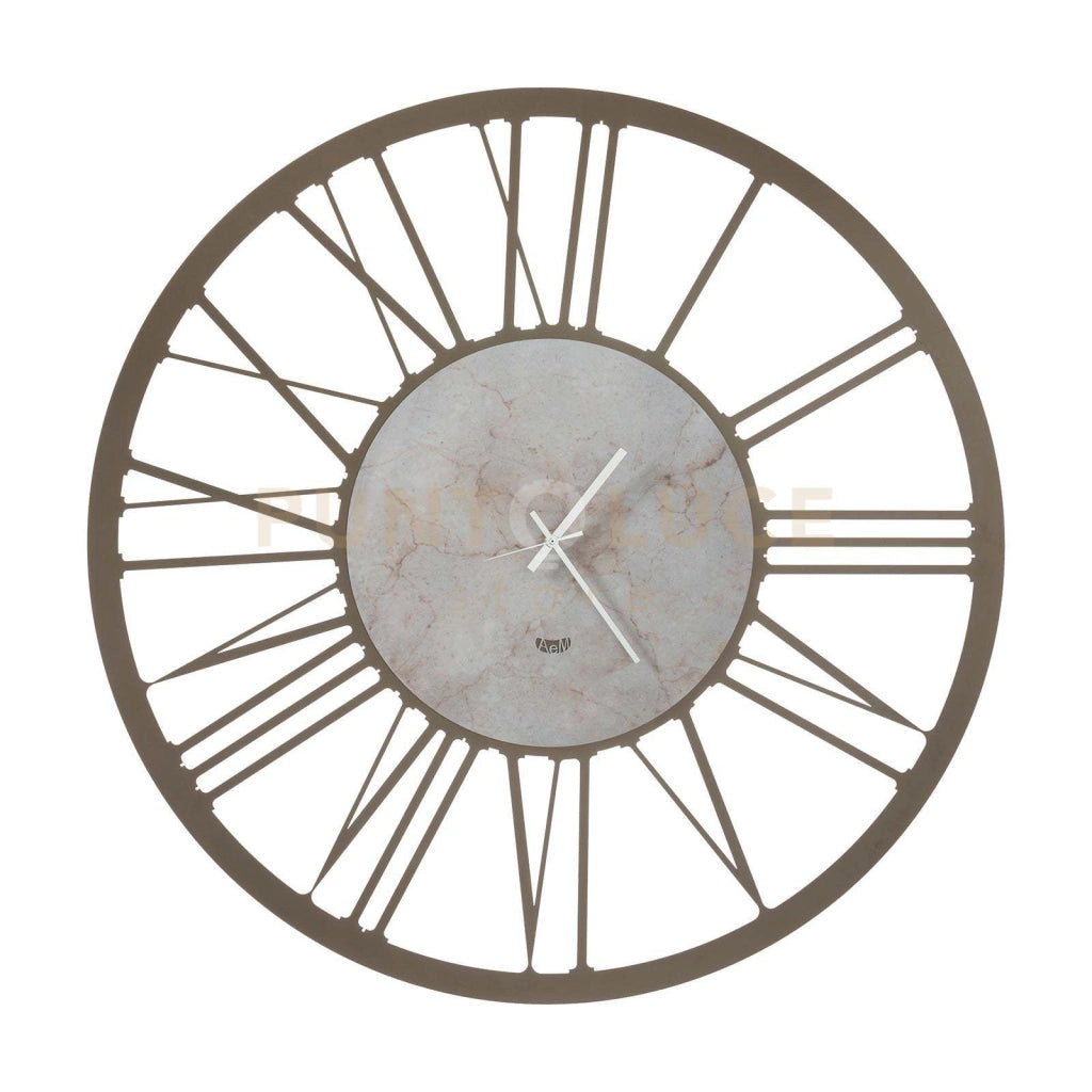 Orologio da parete design Big 90 Bronzo e marmo travertino