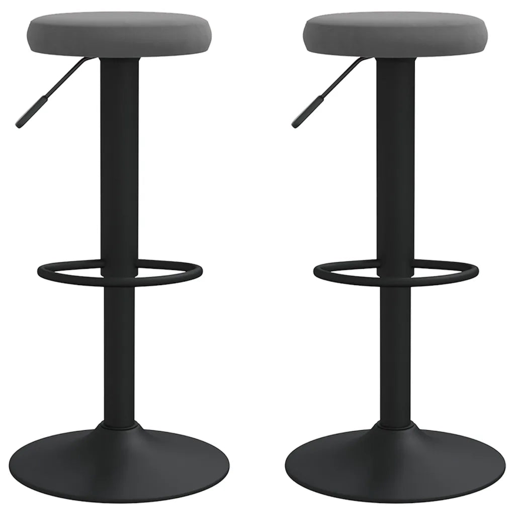 Sedie da Bar 2 pz Grigio Scuro in Velluto 333144