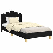 Struttura letto Bambini | Letto Infantile | Lettino con testata Nero 90 x 200 cm Tessuto