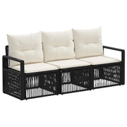 Set Divano da Giardino 3 pcs Nero polyrattan 3435628