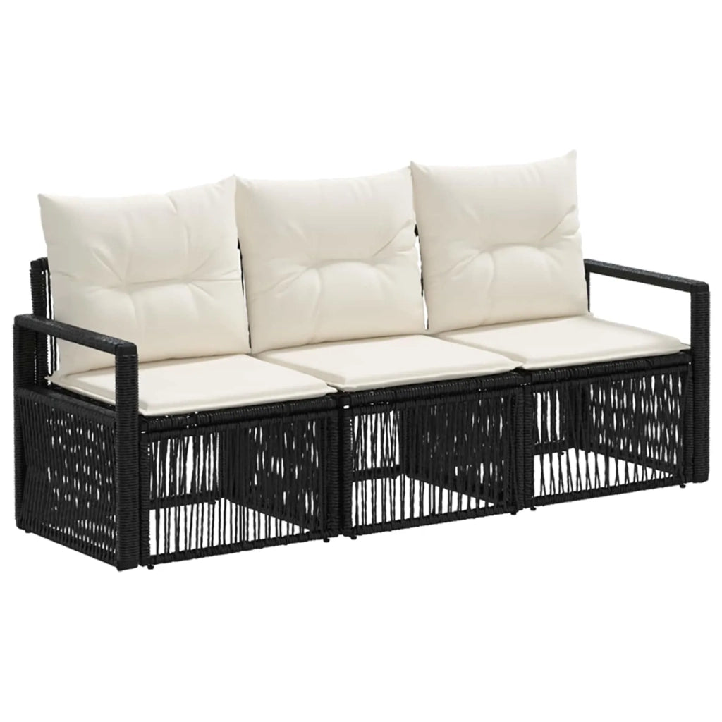 Set Divano da Giardino 3 pcs Nero polyrattan 3435628
