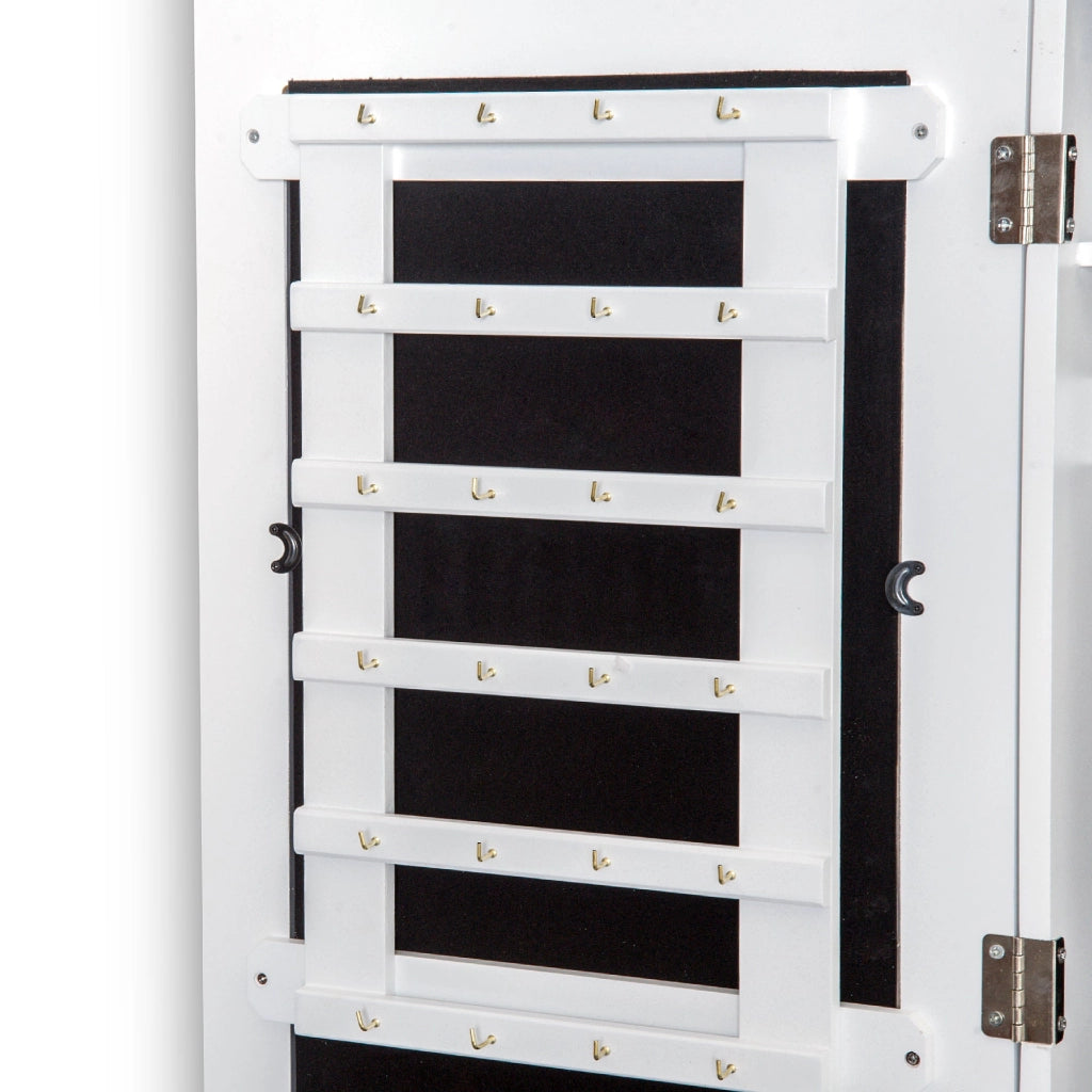 Specchiera Armadio Portagioielli da Parete in Legno MDF Bianco 37x9.5x112 cm