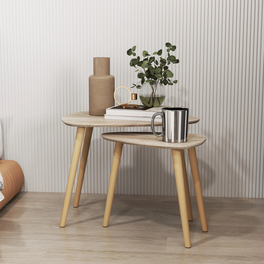 Set 2 tavolini da caff¨¨ impilabili ¨C Xylo ¨C legno naturale stile scandinavo