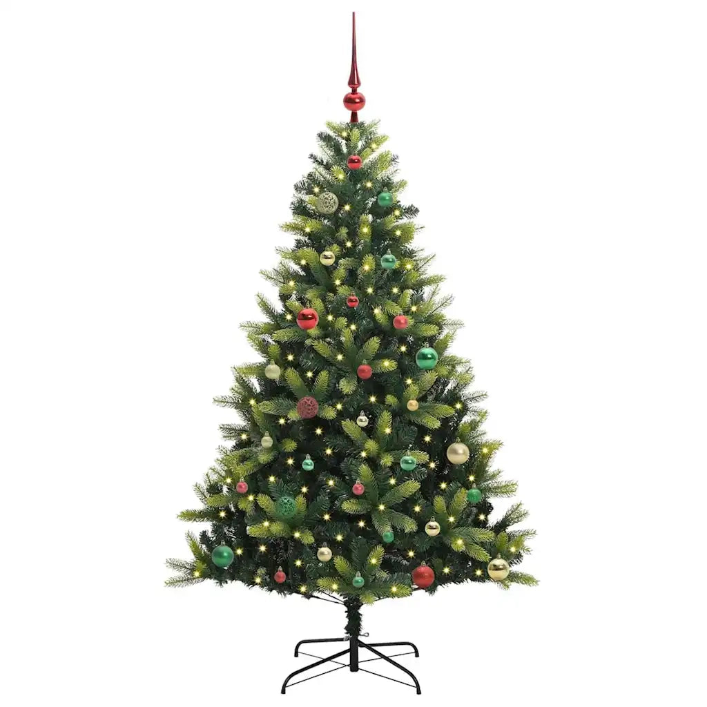 Albero di Natale | Decorazioni natalizie Artificiale Pieghevole 150 LED Verde 150 cm