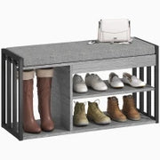 Scaffale per Scarpe con Panca, Scaffale per Corridoio per Scarpe, Mobile Portascarpe con Design a 3 Livelli, per Ingresso, Corridoio, Soggiorno, Camera da Letto, Grigio