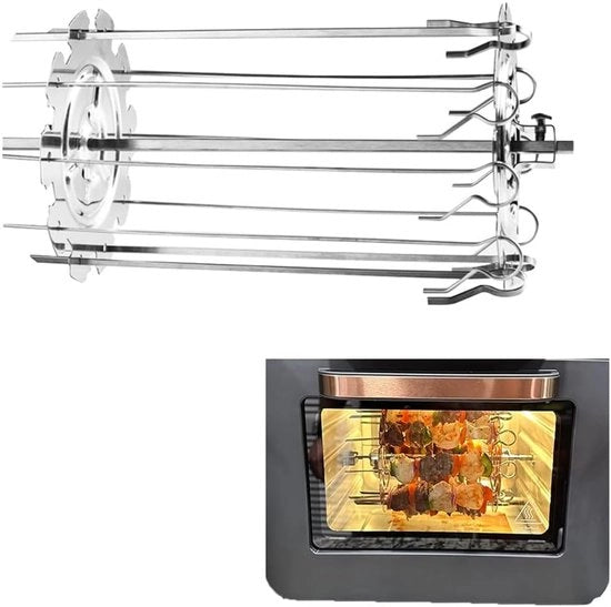 Fornello a rotella per barbecue, spiedini metalliche, asta per spiedini, griglia per kebab, forno a vapore, griglia per spiedini.