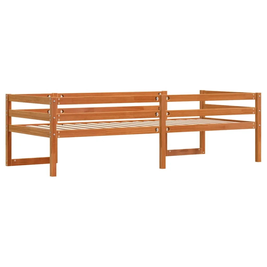 vidaXL Giroletto per Bambini Marrone Cera 90x190cm Legno Massello Pino