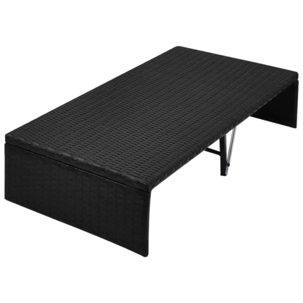 Lettino da Giardino con Tetto Nero 190x130 cm in Polyrattan 42901