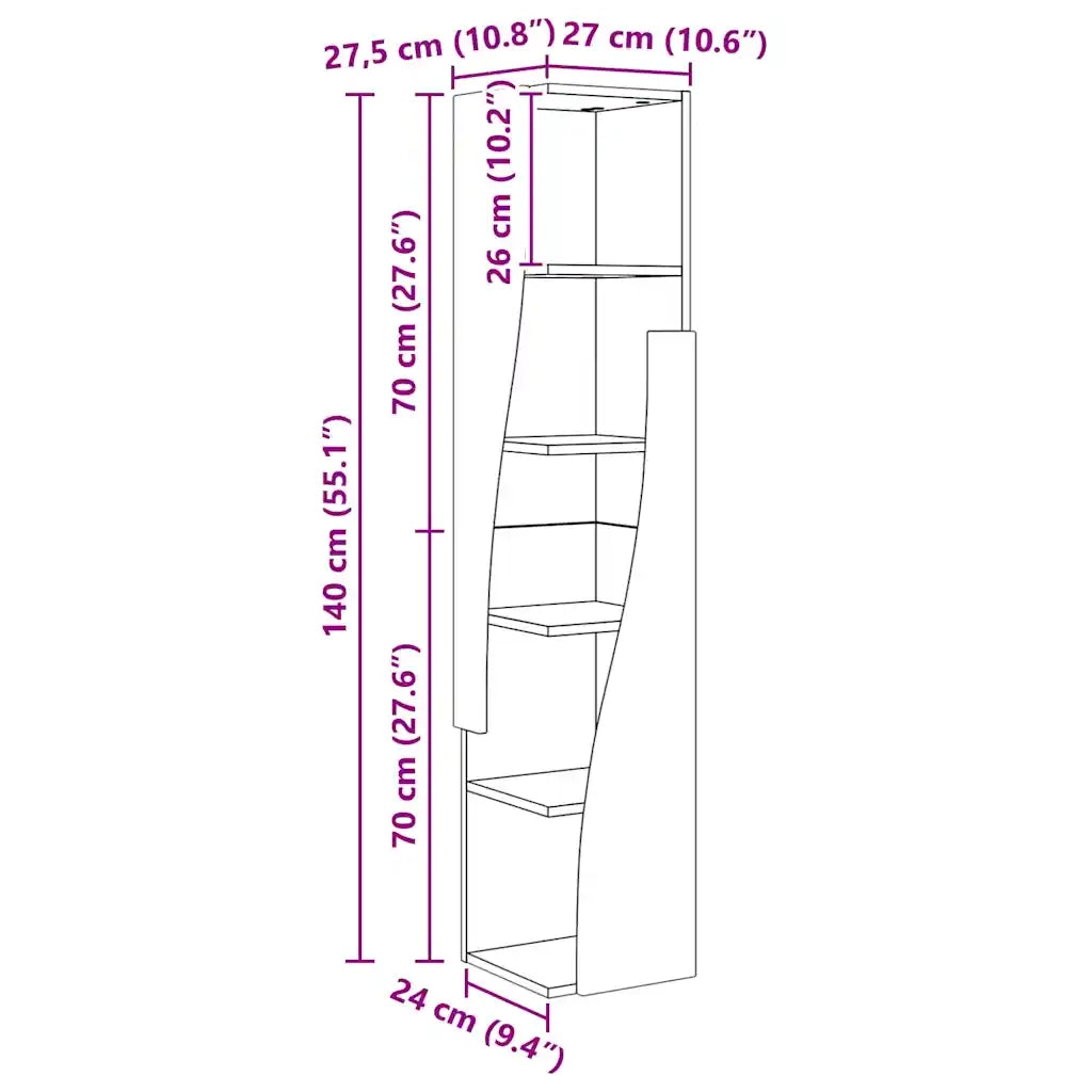 Mobile angolare 27,5x27x140cm Legno multistrato 889865