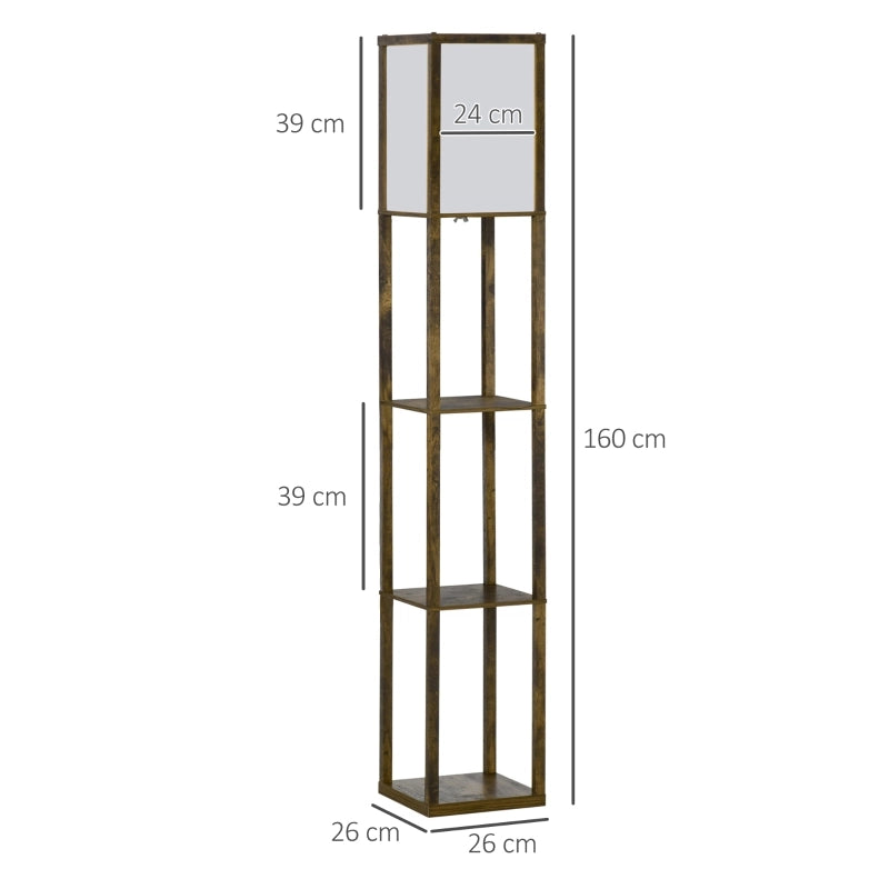 LAMPADA da terra con 3 ripiani 26 x 26 x 160 cm Legno marrone rustico
