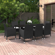 Set da Pranzo per Giardino 9 pz con Cuscini Polyrattan e Vetro cod mxl 41935