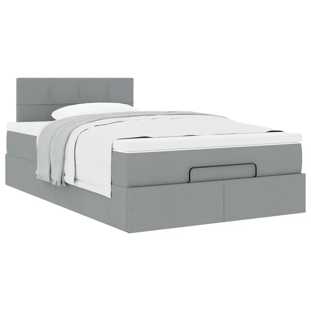 Pouf Letto con Materasso Grigio Chiaro 120x190 cm in Tessuto 3311442