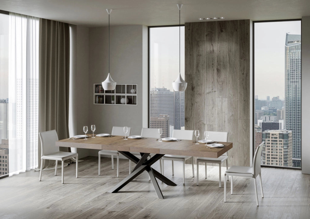 Tavolo Allungabile 200-304x90x77 cm Volantis Premium Noce Telaio Antracite
