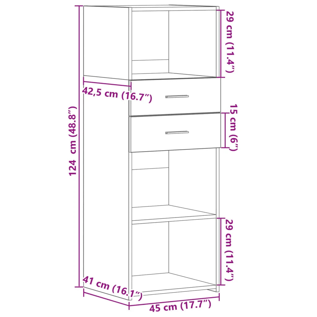Buffet credenza cassettiera mobiletto mobile contenitore organizer per cucina soggiorno salotto alto 45 x 42,5 x 124 cm legno ingegnerizzato grigio 02_0034443