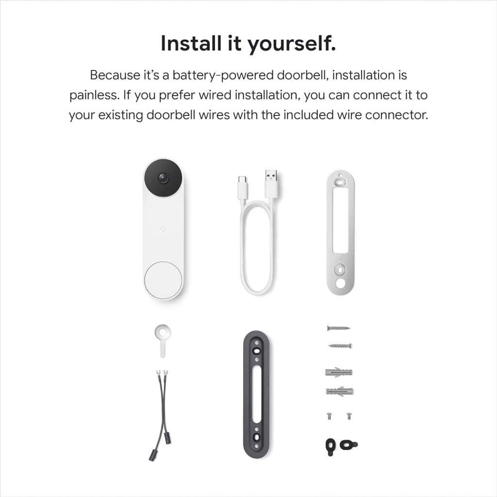 GWX3T - Campanello Nest (batteria), senza fili, 960p, con videocamera Smart WiFi, solo movimento, neve, 1 pezzo (confezione da 1)