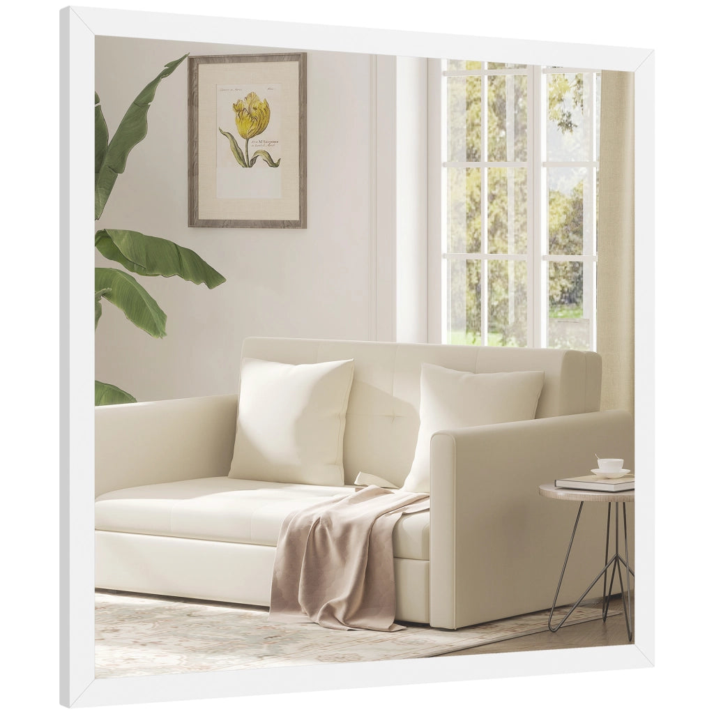 Specchio da parete quadrato ¨C zephmum ¨C bianco legno 50x50 cm