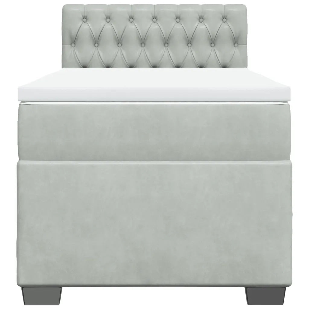 Giroletto a Molle con Materasso Grigio Chiaro 100x200cm Velluto 3288540