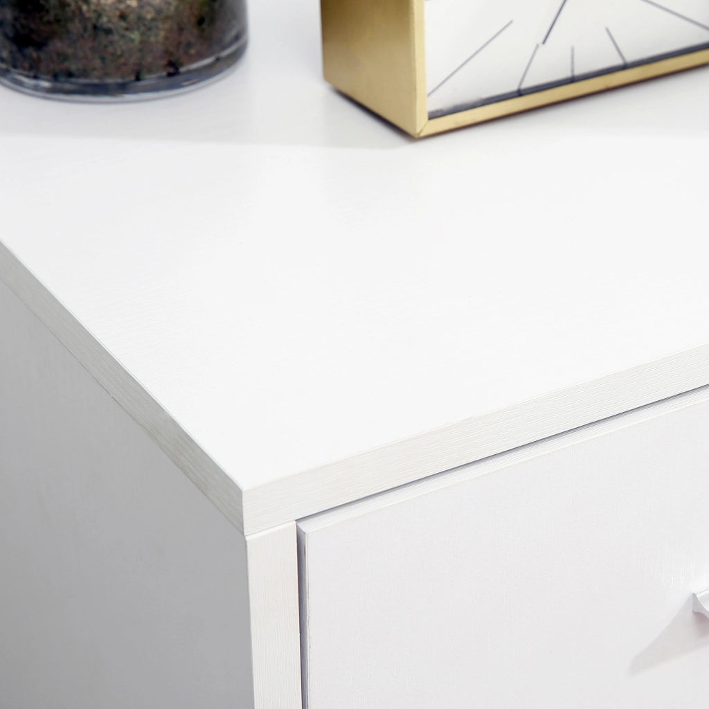 EasyComfort Mobile Porta Stampante con 3 Cassetti in Legno, Mobile Ufficio Multiuso con 4 Ruote e Ripiani Aperti, 80x40x65cm, Bianco