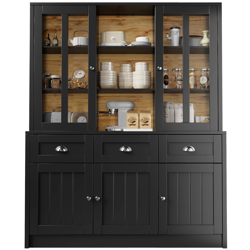 Vetrina da Cucina con Ante in Acrilico e Ripiani Regolabili con Sistema Antiribaltamento in MDF 140x38;5x175 cm
