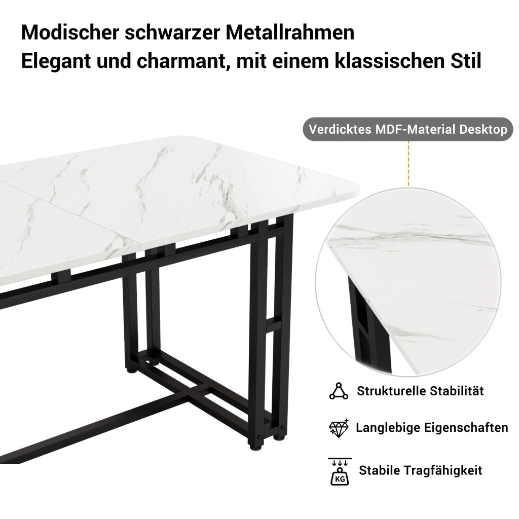 Tavolo da pranzo per 4 persone con 4 sedie in velluto, piano in MDF e gambe in metallo, per soggiorno, 120 × 70 cm