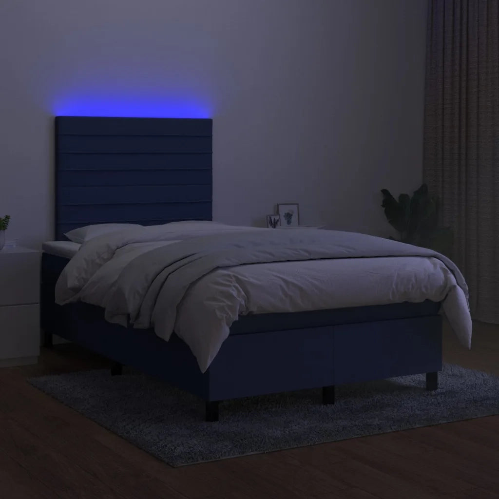 Letto a Molle con Materasso e LED Blu 120x200cm in Tessuto 3134947
