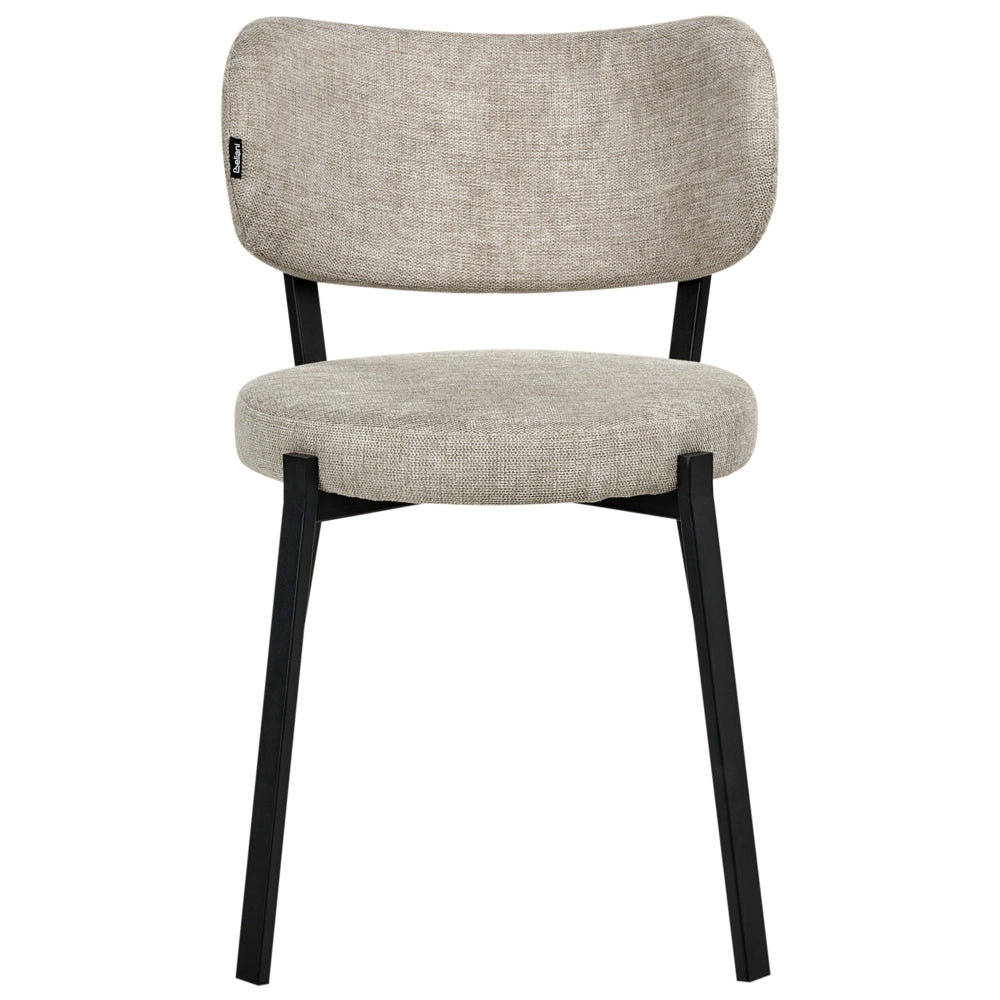 Set di 2 sedie da pranzo in tessuto Seduta imbottita Gambe in ferro beige stile elegante