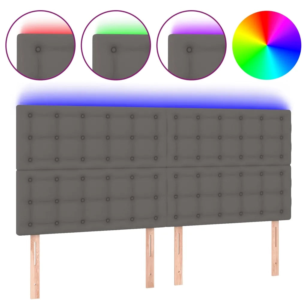 Testiera a LED-Testata con LED Grigio 160x5x118/128cm in Similpelle 707431