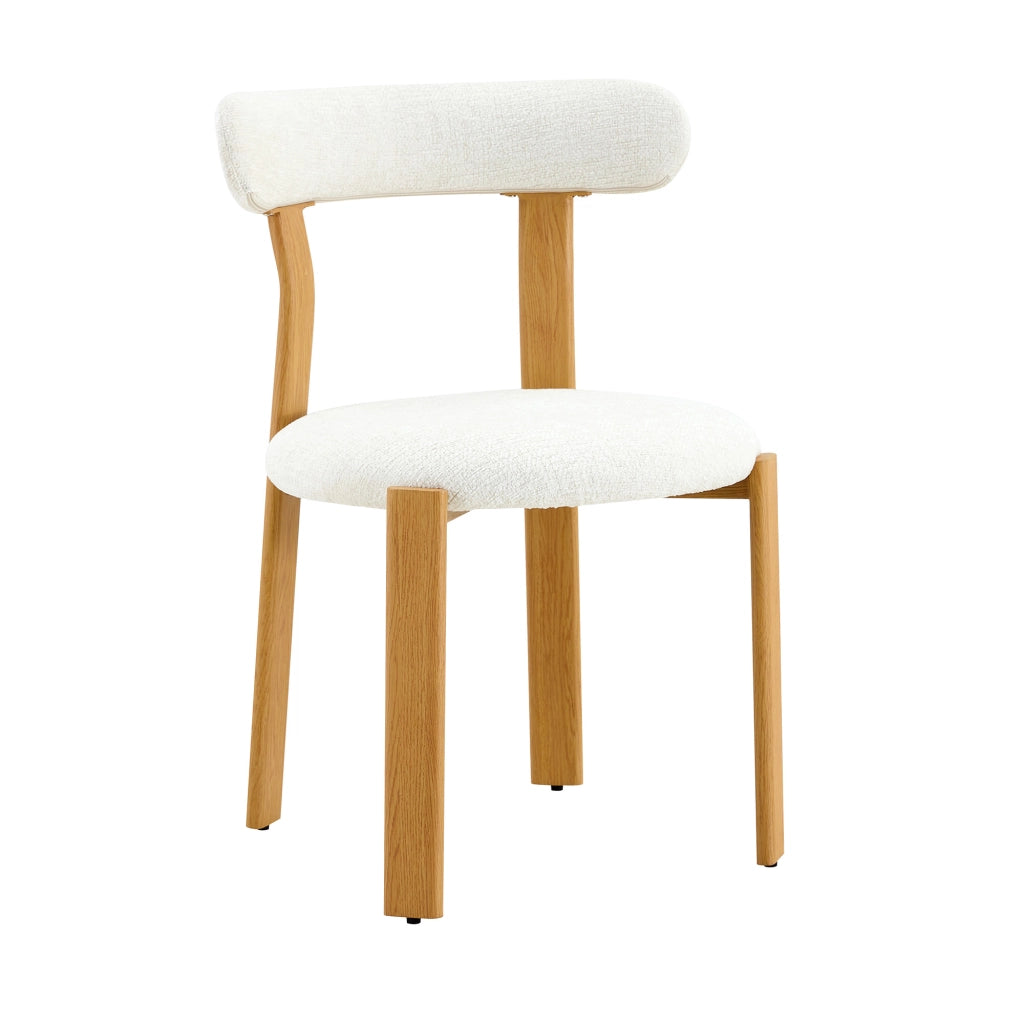 Sedia da pranzo con schienale ergonomico e seduta imbottita in sherpa bianco