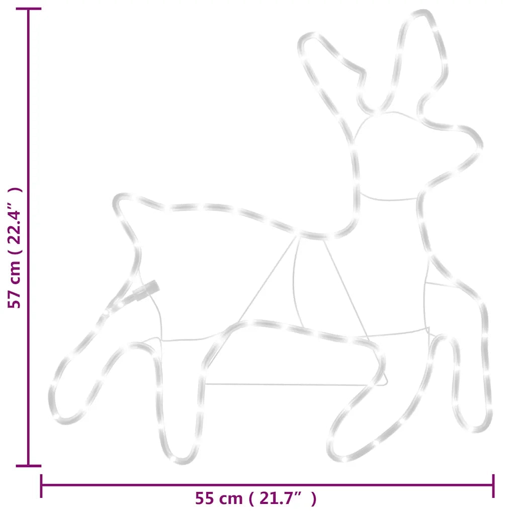 Figura Renna Natalizia con 72 LED Bianco Caldo 57x55x4,5 cm