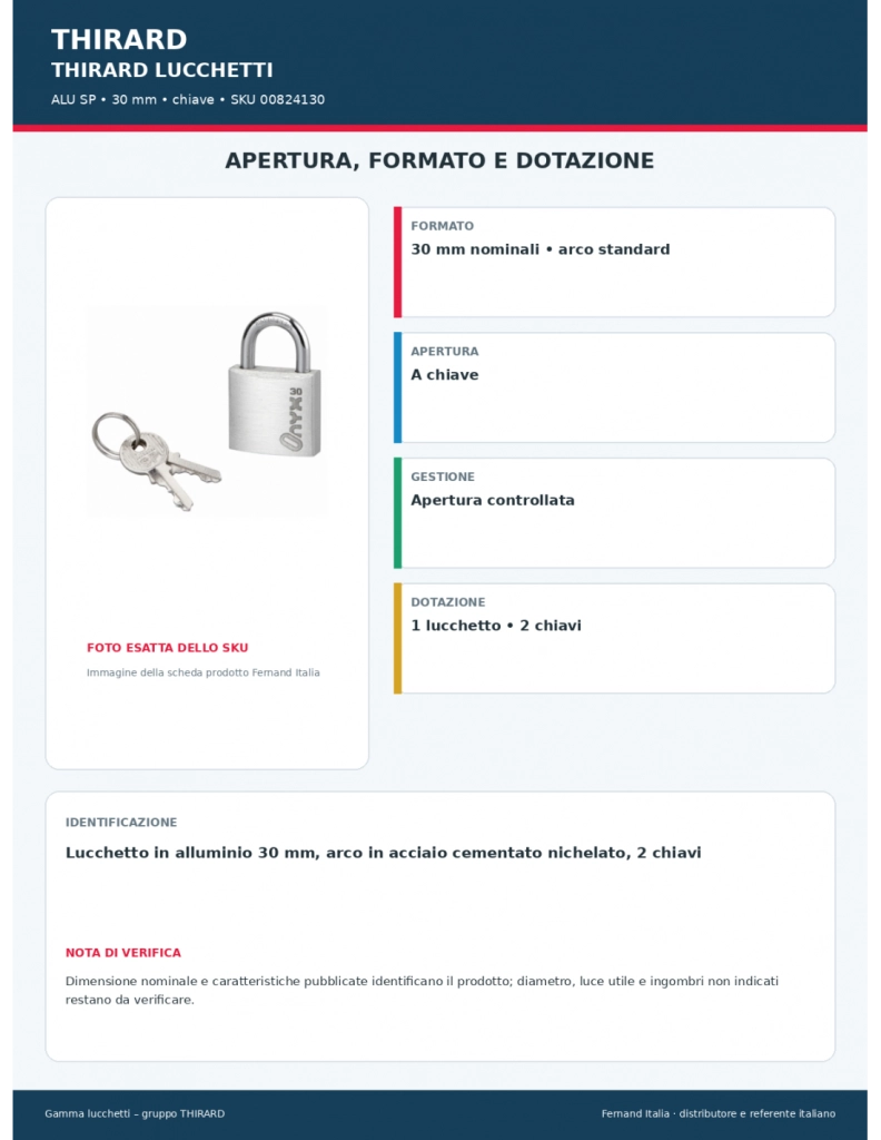 Lucchetto in alluminio 30 mm, arco in acciaio cementato nichelato, 2 chiavi – Serrurerie de Picardie