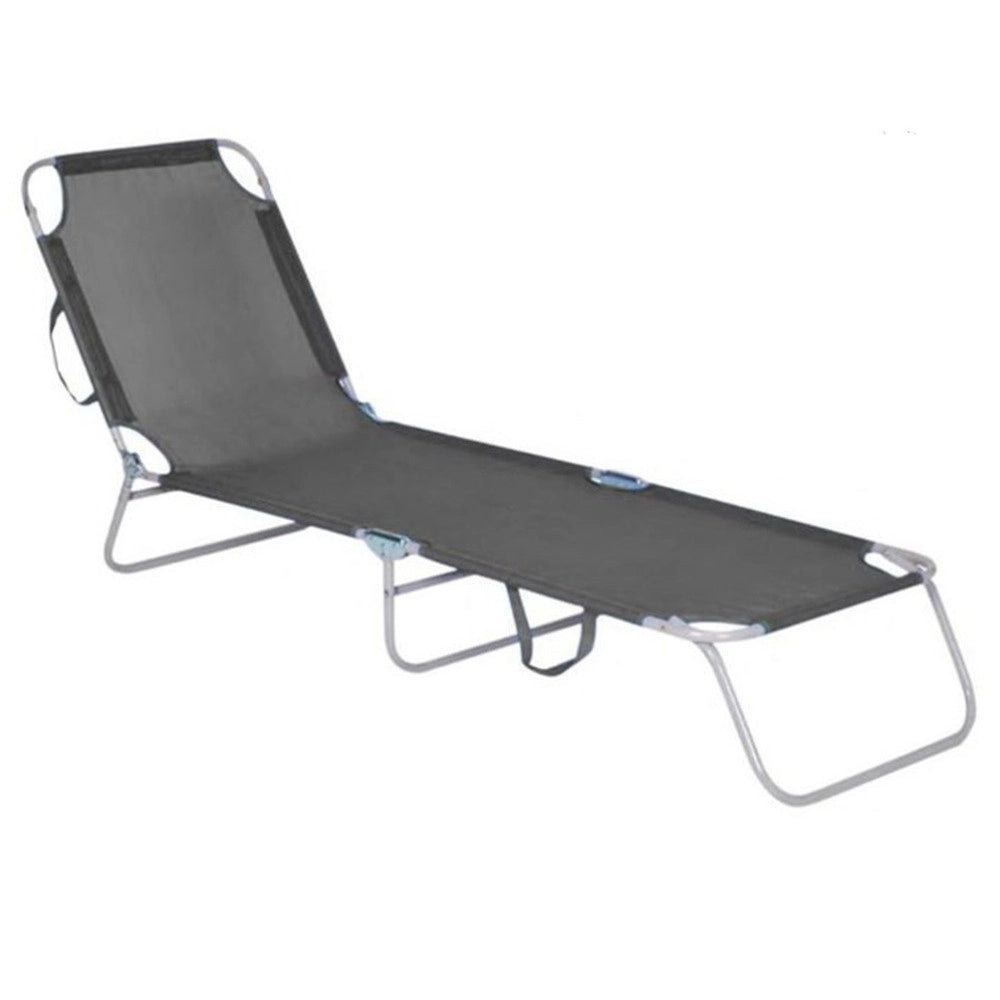 Trade Shop - Lettino In Textilene Grigio Per Mare Giardino Schienale Regolabile In 3 Posizioni 281046 -