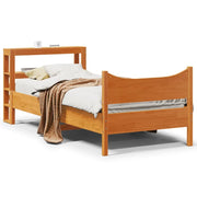 Giroletto con Testiera-Struttura Letto con testiera Marrone Cera 75x190 cm Massello Pino 779861