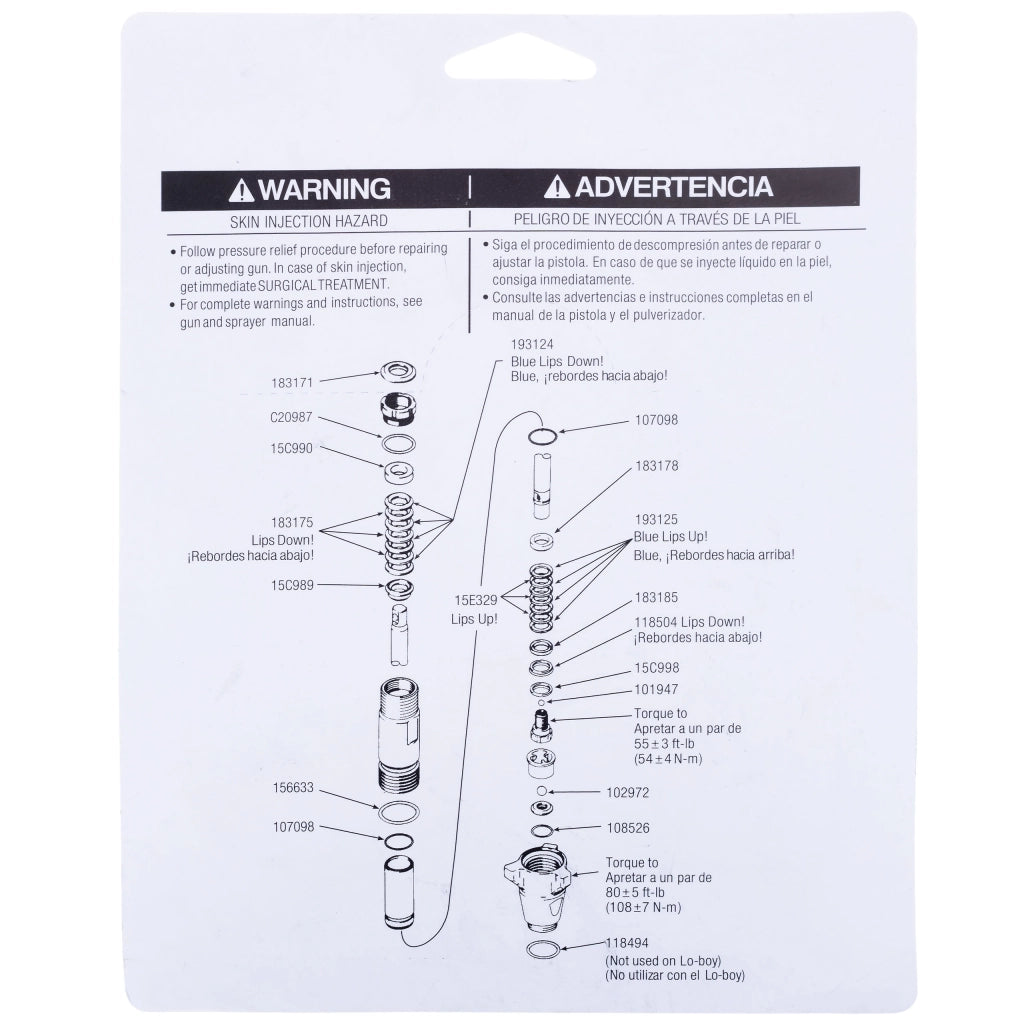 Set di Riparazione Pompa a Pistone compatibile con Graco Mark VII/V/10000/1595/5900/1095 – Alta Qualità, Durata