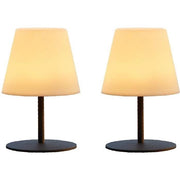 Confezione da 2 lampade da tavolo senza fili - LUMISKY - TWINS - H16 cm - Base in acciaio grigio - Bianco caldo e LED bianco