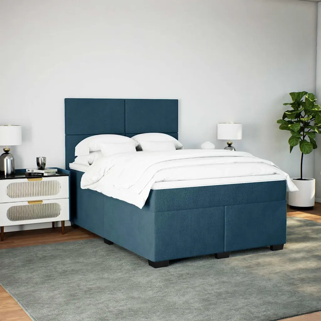 vidaXL Giroletto a Molle con Materasso Blu 140x200 cm in Velluto