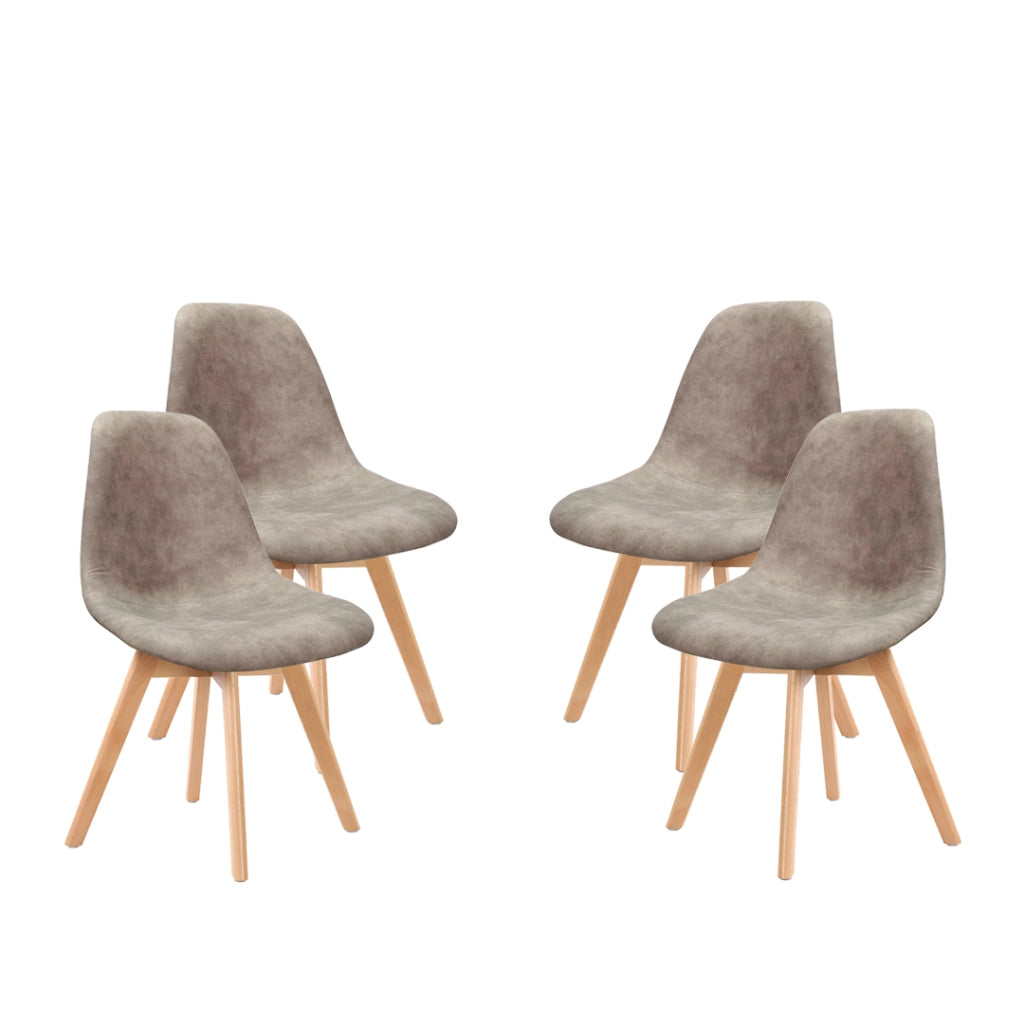 SEDIE 4 PZ DA ARREDO LIGHT GREY CON STRUTTURA IN LEGNO E SEDUTA MORBIDA