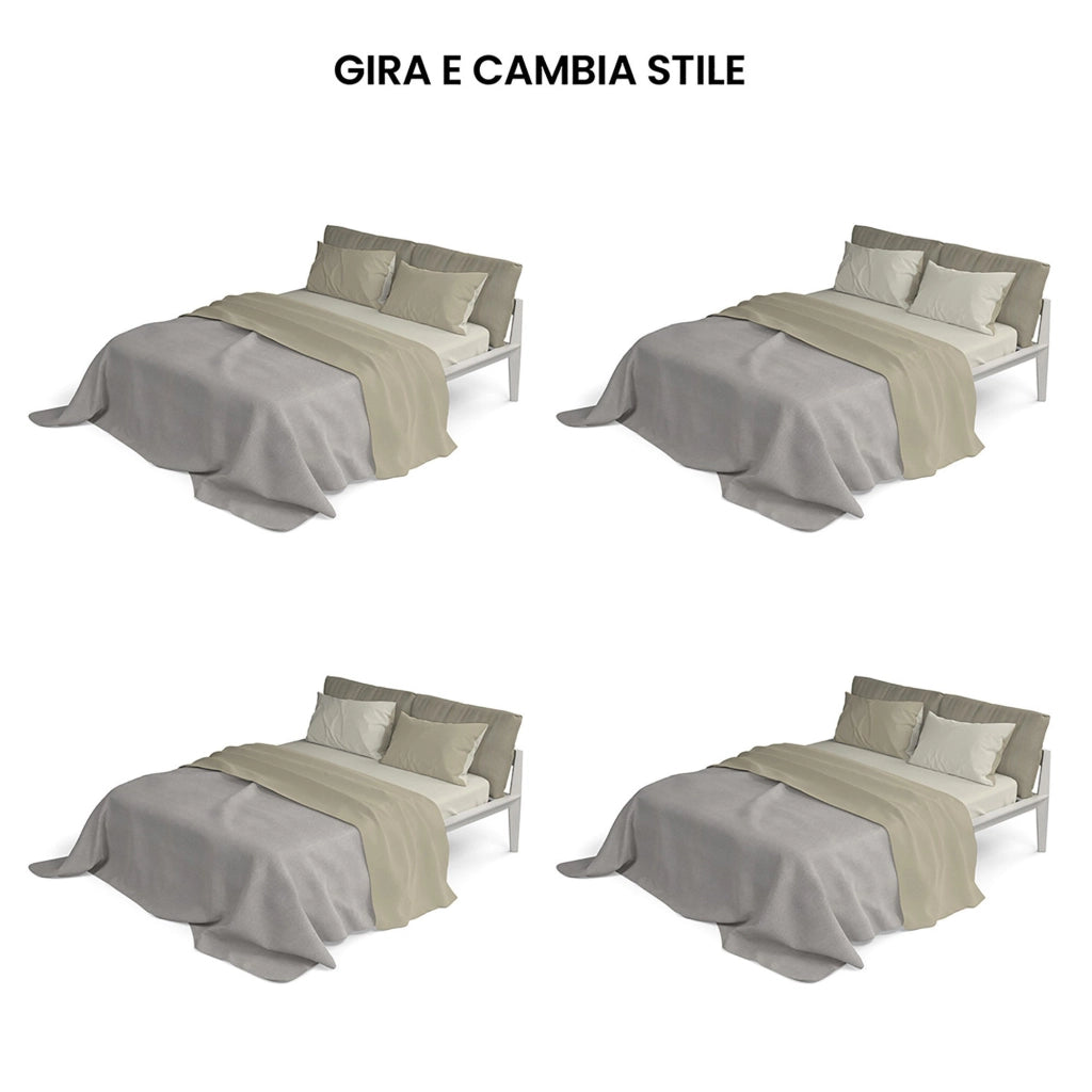 Set Lenzuola Sopra Sotto e Federe Doubleface Tortora/Panna 1 Piazza e Mezzo