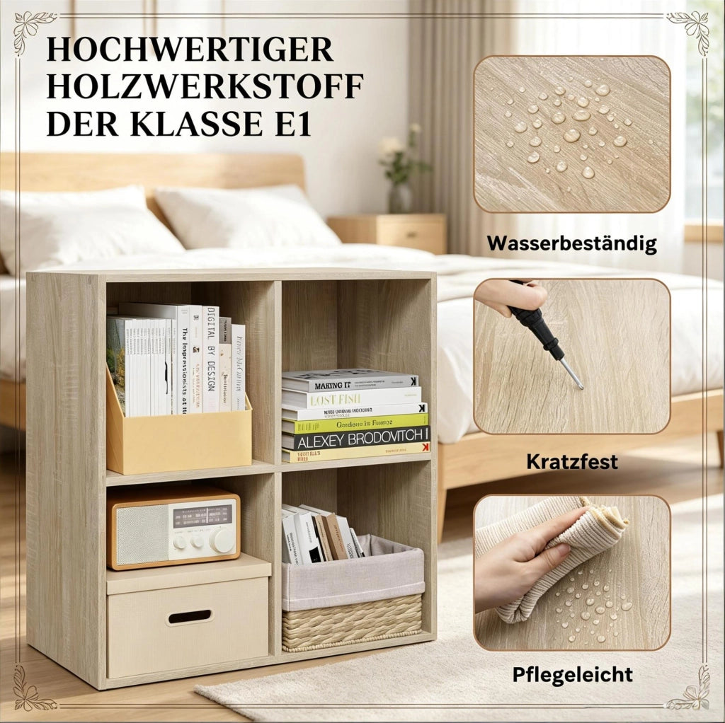 Libreria a cubi 4 vani in legno ingegnerizzato rovere