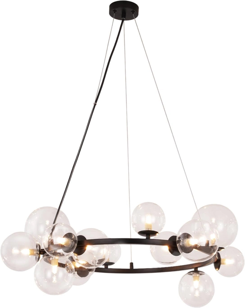 Lampada a sospensione ZMH moderna per sala da pranzo 14 fiamme lampadario G9 con sfera in vetro